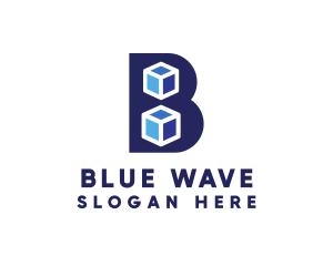 Blue Cube B logo design