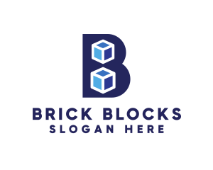 Blocks - Blue Cube B logo design