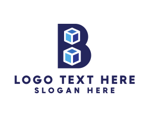 Bold - Blue Cube B logo design