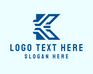 Blue Tech Letter K Logo