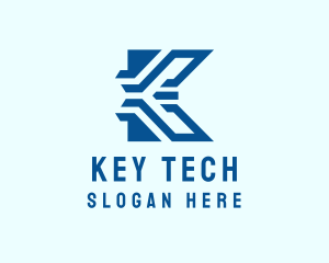 Blue Tech Letter K logo design