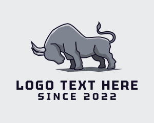 Ox - Charging Wild Bull logo design