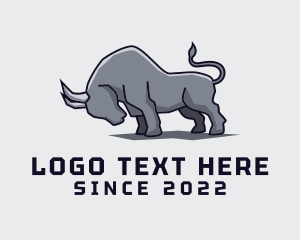 Cow - Charging Wild Bull logo design