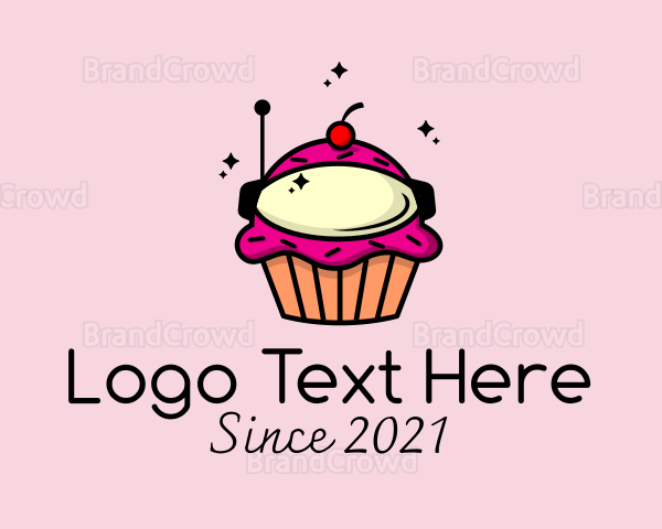 Cupcake Dessert Astronaut Logo