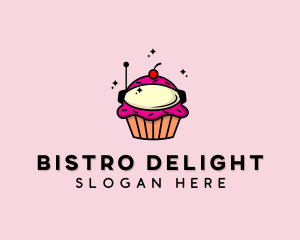 Cupcake Dessert Astronaut logo design