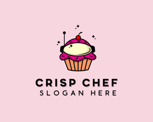 Cupcake Dessert Astronaut logo design