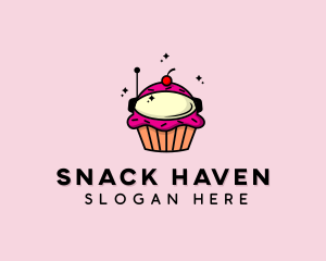 Snack Bar - Cupcake Dessert Astronaut logo design