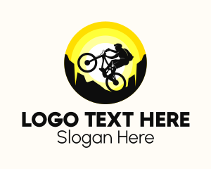 Biking - Biker Silhouette Sunset logo design
