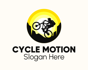 Pedaling - Biker Silhouette Sunset logo design