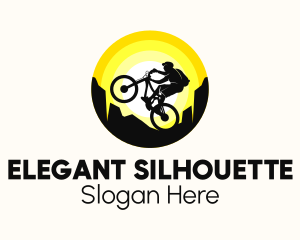 Silhouette - Biker Silhouette Sunset logo design