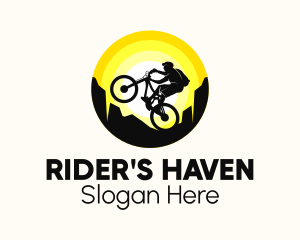 Biker Silhouette Sunset  logo design