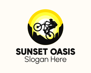 Biker Silhouette Sunset  logo design