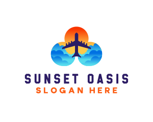 Flight Travel Sunset logo design