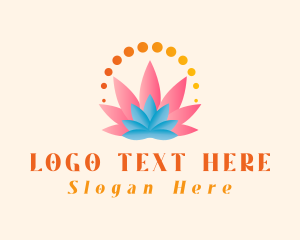 Meditation - Lotus Flower Dots logo design