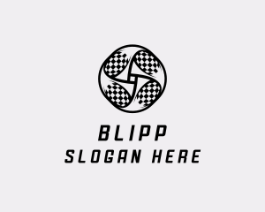 Gokart - Race Flag Pit Stop logo design