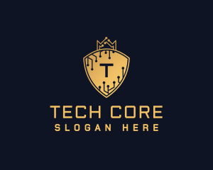 Cyber Crown Tech Shield logo design