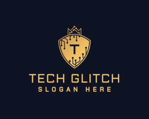 Cyber Crown Tech Shield logo design