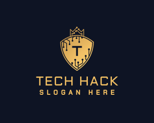 Cyber Crown Tech Shield logo design