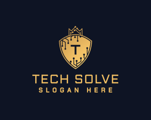 Cyber Crown Tech Shield logo design