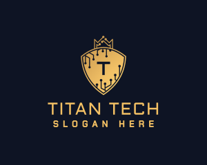 Cyber Crown Tech Shield logo design