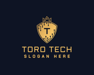 Cyber Crown Tech Shield logo design