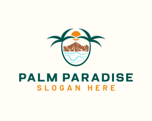 Mountain Palm Tree Beach logo design