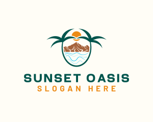 Mountain Palm Tree Beach logo design