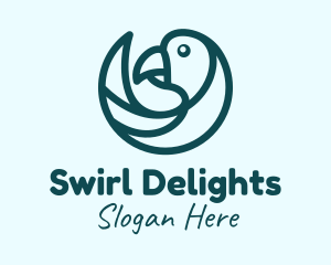 Swirl Parrot Bird logo design