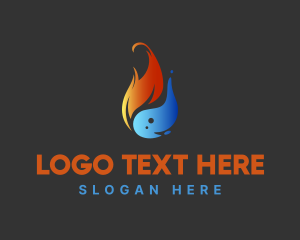 Blue Flame - Hot Fire Water logo design