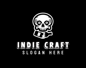 Indie - Beer Bottle Skull logo design