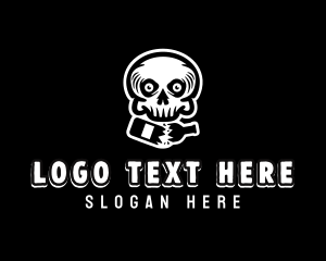 Liquor - Beer Bottle Skull logo design