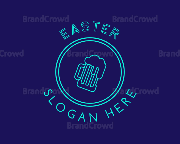 Neon Beer Badge Wordmark Logo