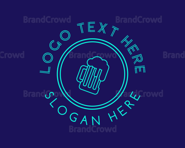 Neon Beer Badge Wordmark Logo