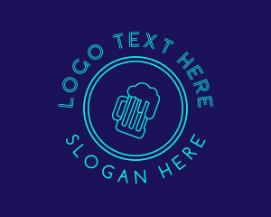 Electronic - Neon Beer Badge Wordmark logo design