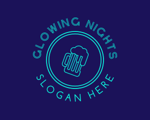 Neon Lights - Neon Beer Badge Wordmark logo design