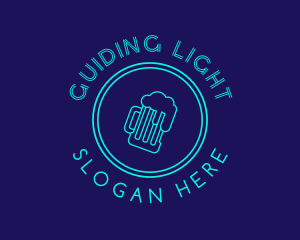 Neon Beer Badge Wordmark logo design