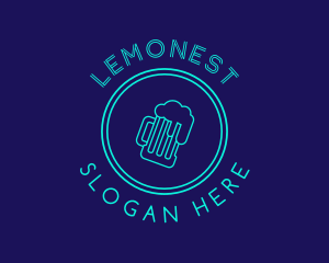 Party - Neon Beer Badge Wordmark logo design