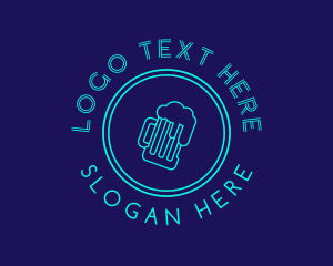 Neon Lights - Neon Beer Badge Wordmark logo design
