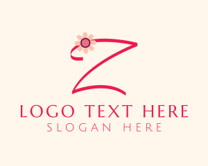 Script - Pink Flower Letter Z logo design