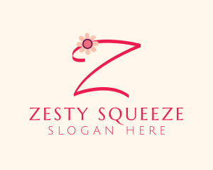 Pink Flower Letter Z logo design