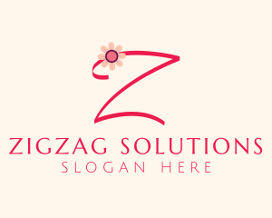 Pink Flower Letter Z logo design