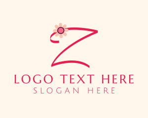 Calligraphic - Pink Flower Letter Z logo design