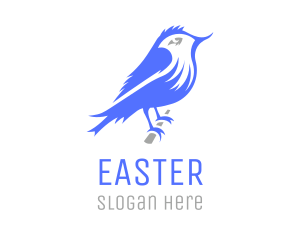 White Bird - Perched Sparrow Bird logo design