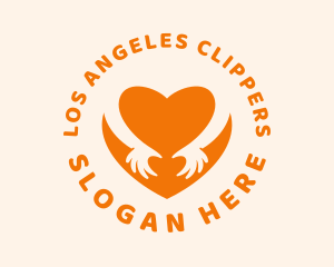Orange Heart Hands  logo design
