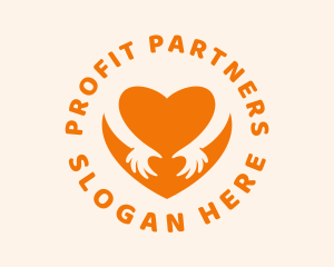 Orange Heart Hands  logo design