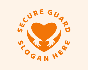 Social Welfare - Orange Heart Hands logo design