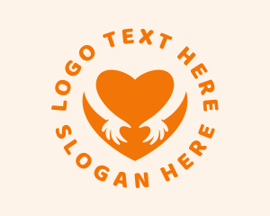 Relationship - Orange Heart Hands logo design