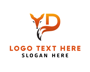 Orange - Wild Fox Letter D Animal logo design