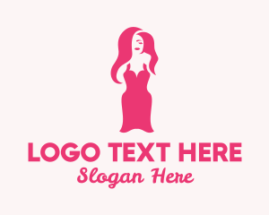 Fashionista - Sexy Pink Women Dress logo design