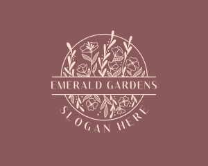 Floral Garden Emblem logo design